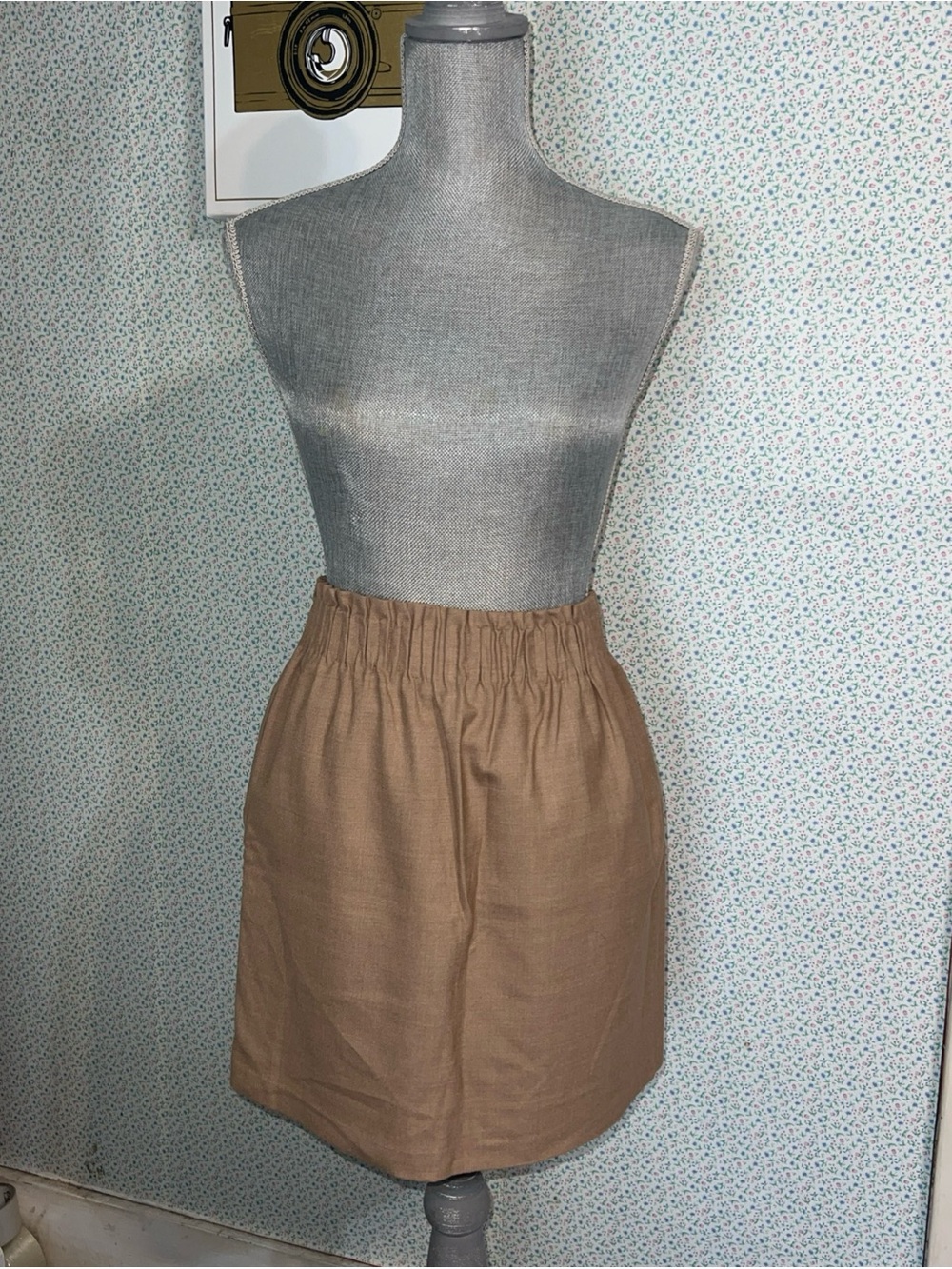 J Crew Skirt Women's Brown Sidewalk Stretch Elastic Waist Lined Wool Blend 2